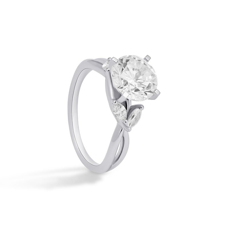 Modern white gold ring with marquise accents